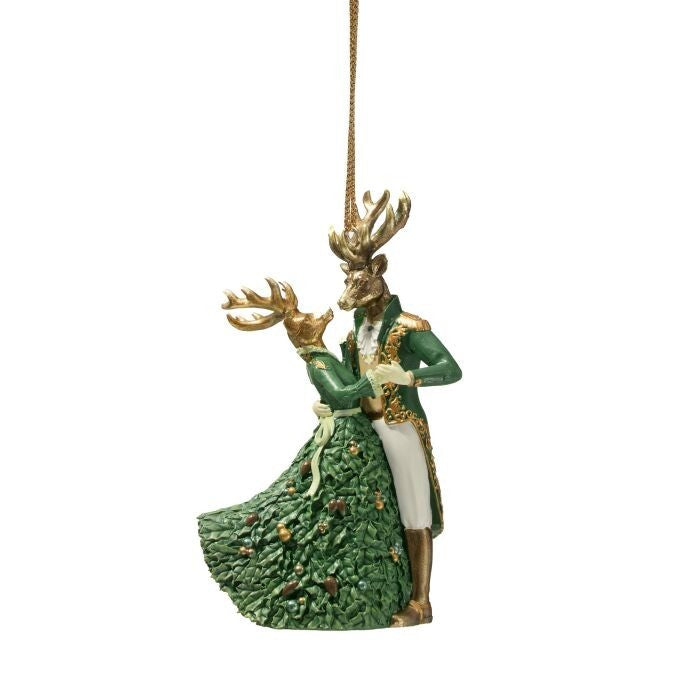 4.5"Rsn Deer Couple Dancing Ornament