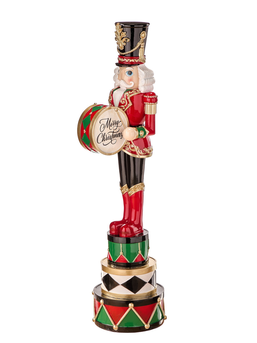 48" Rsn Merry Xmas Nutcracker/ Drum Stack