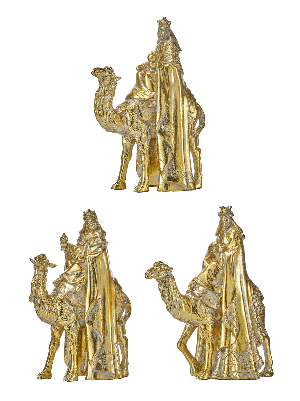 11" Resin Gilded Three Kings 3/Ast