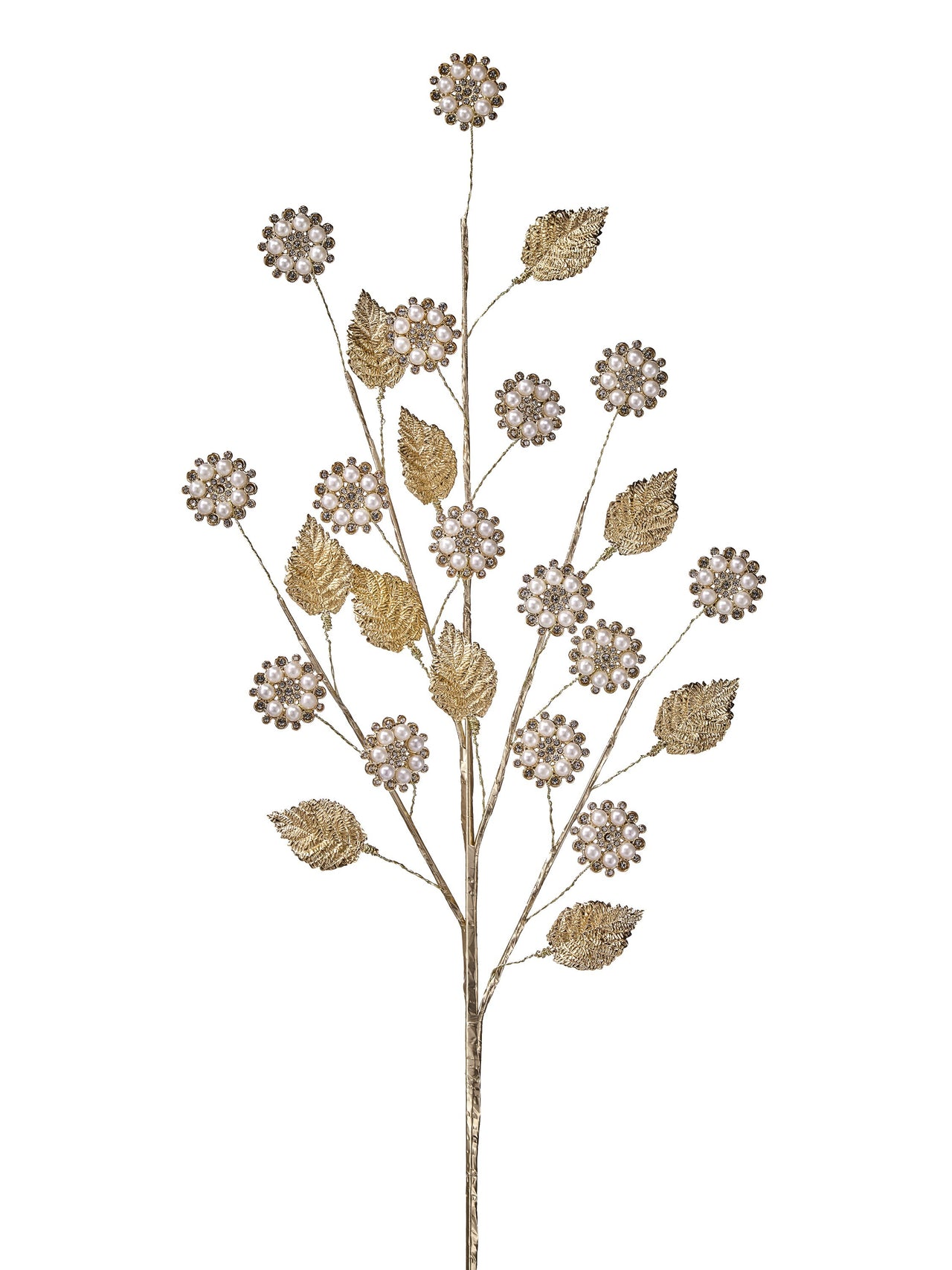 32" Jewel Pearl Blossom/Leaf Spray