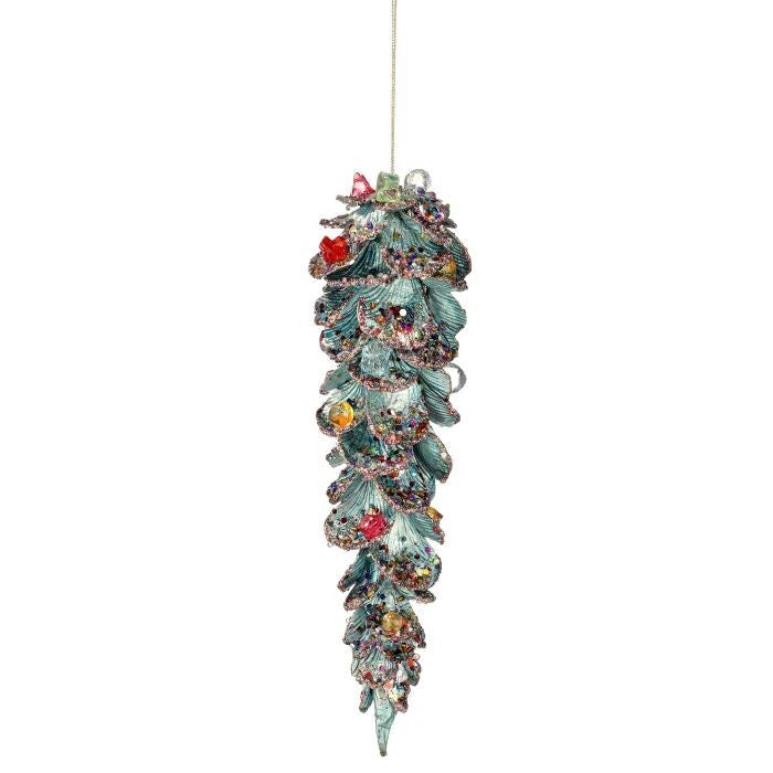 11.5" Multi Jeweled Shiny Pinecone Ornament