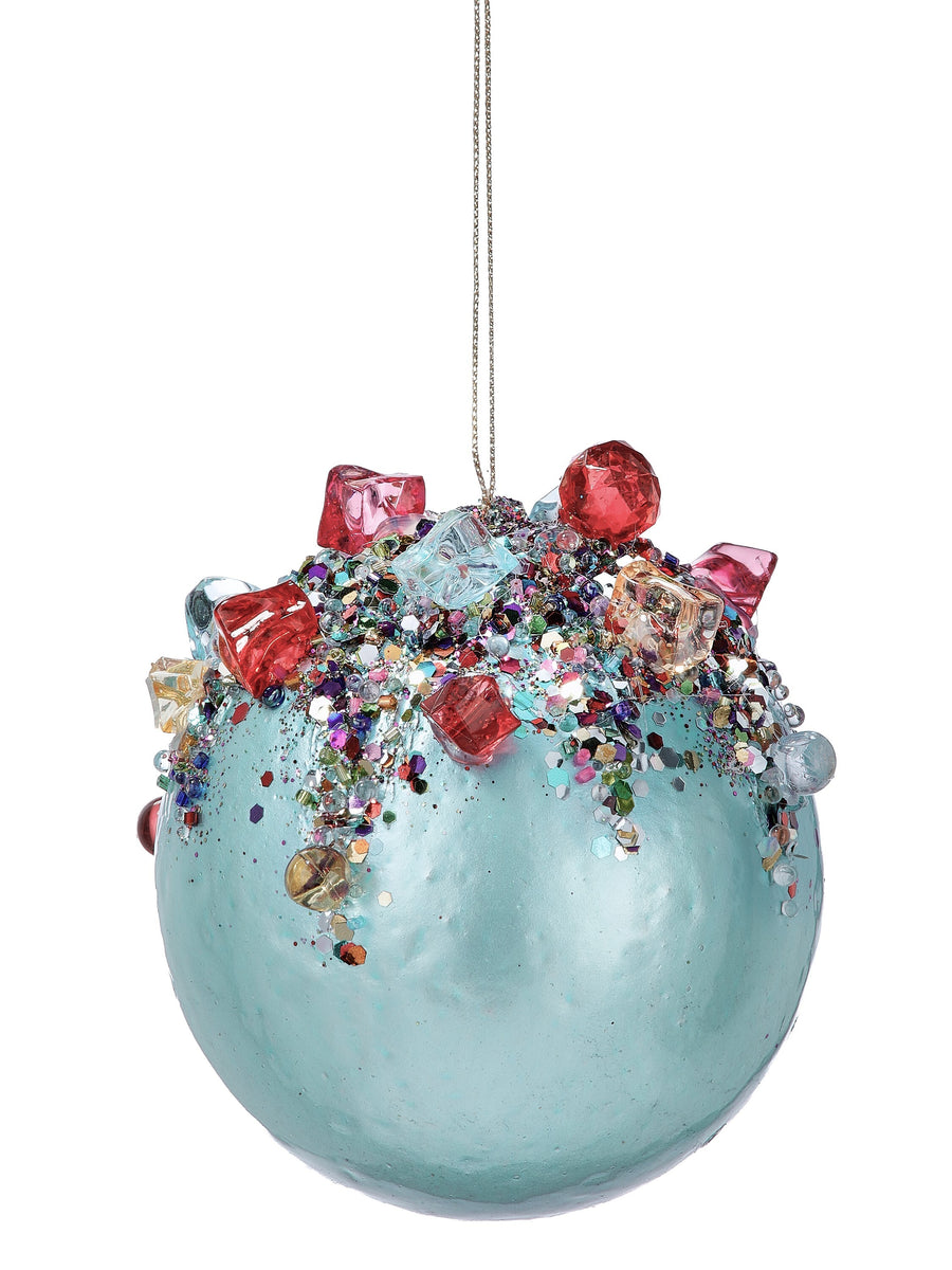 3.75" Multi Jeweled Shiny Ball Ornament