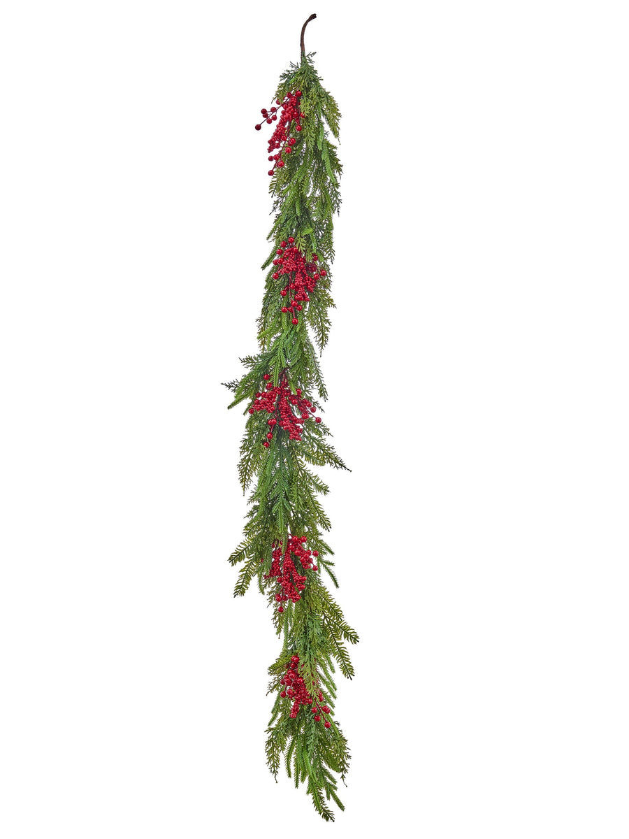 60" Natural Touch W/Berry Garland