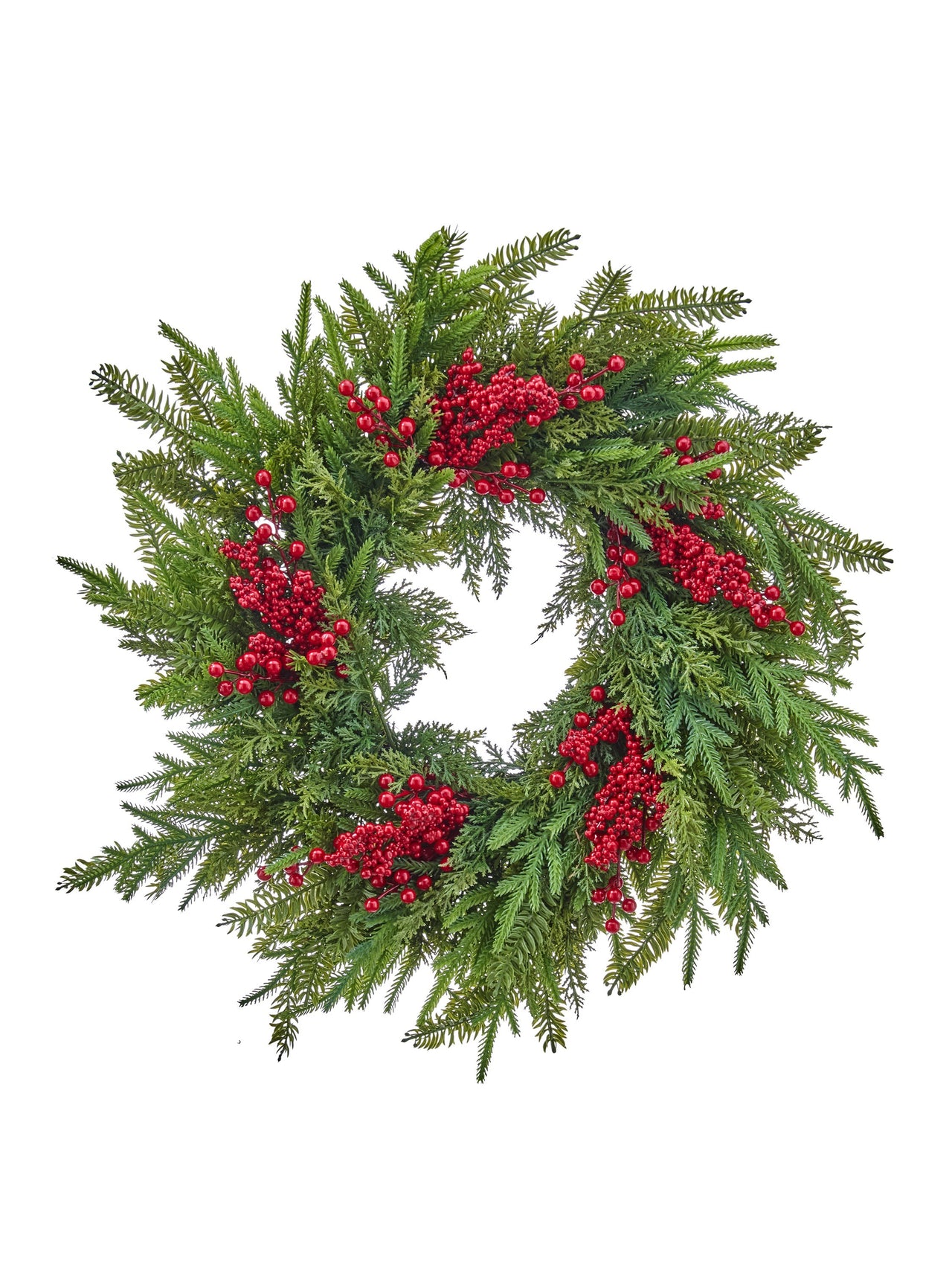 24" Natural Touch W/Berry Wreath