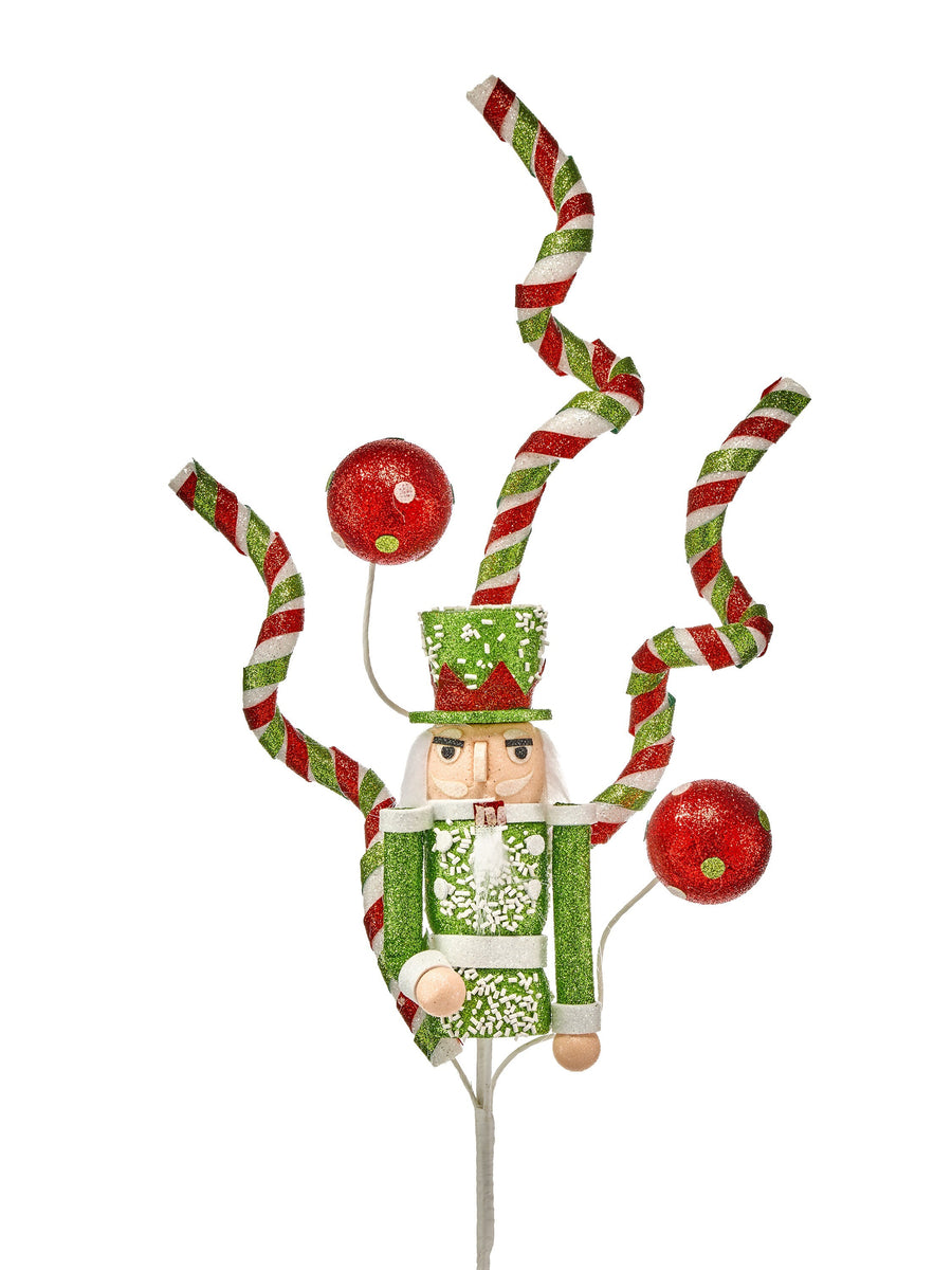 30" Nutcracker W/Ball Glitter Spray