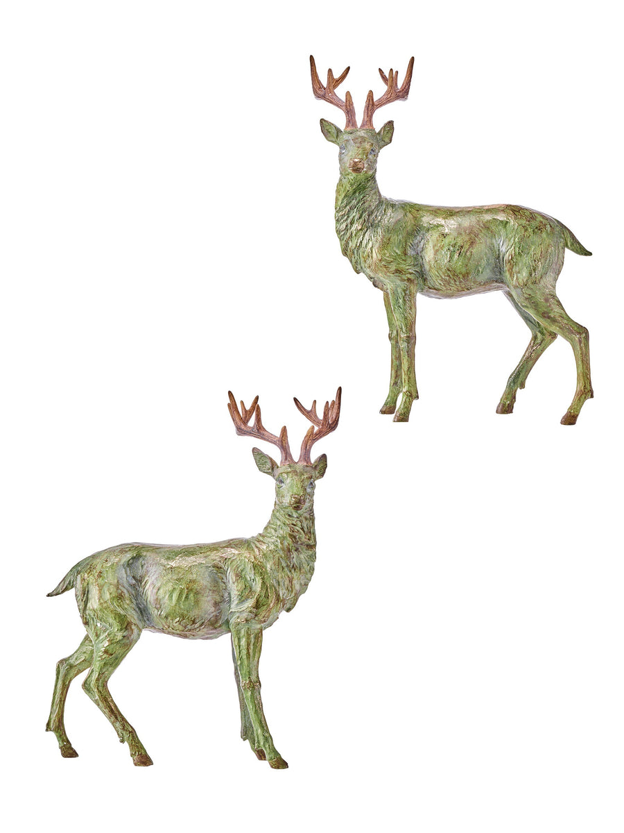 17.5" Resin Antique Deer 2/Ast