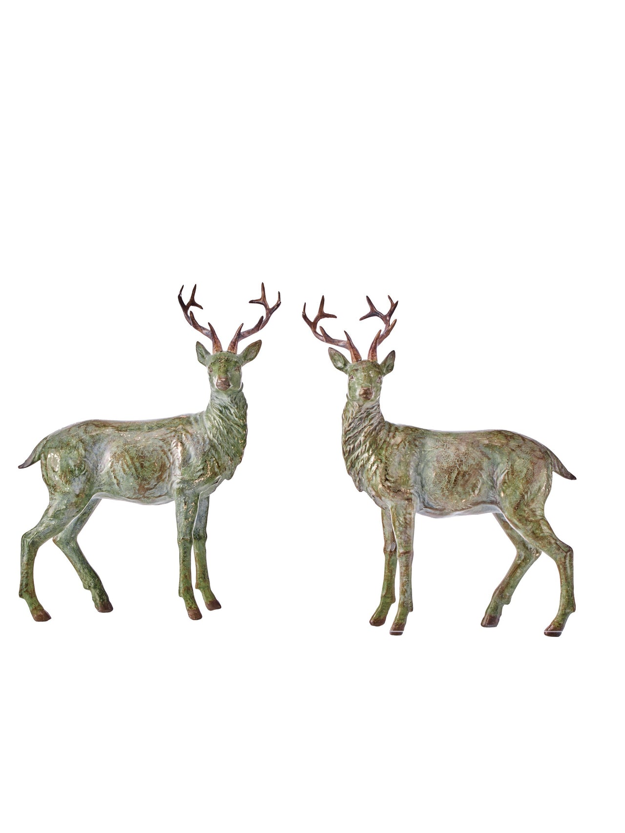 10" Resin Antique Deer 2/Ast