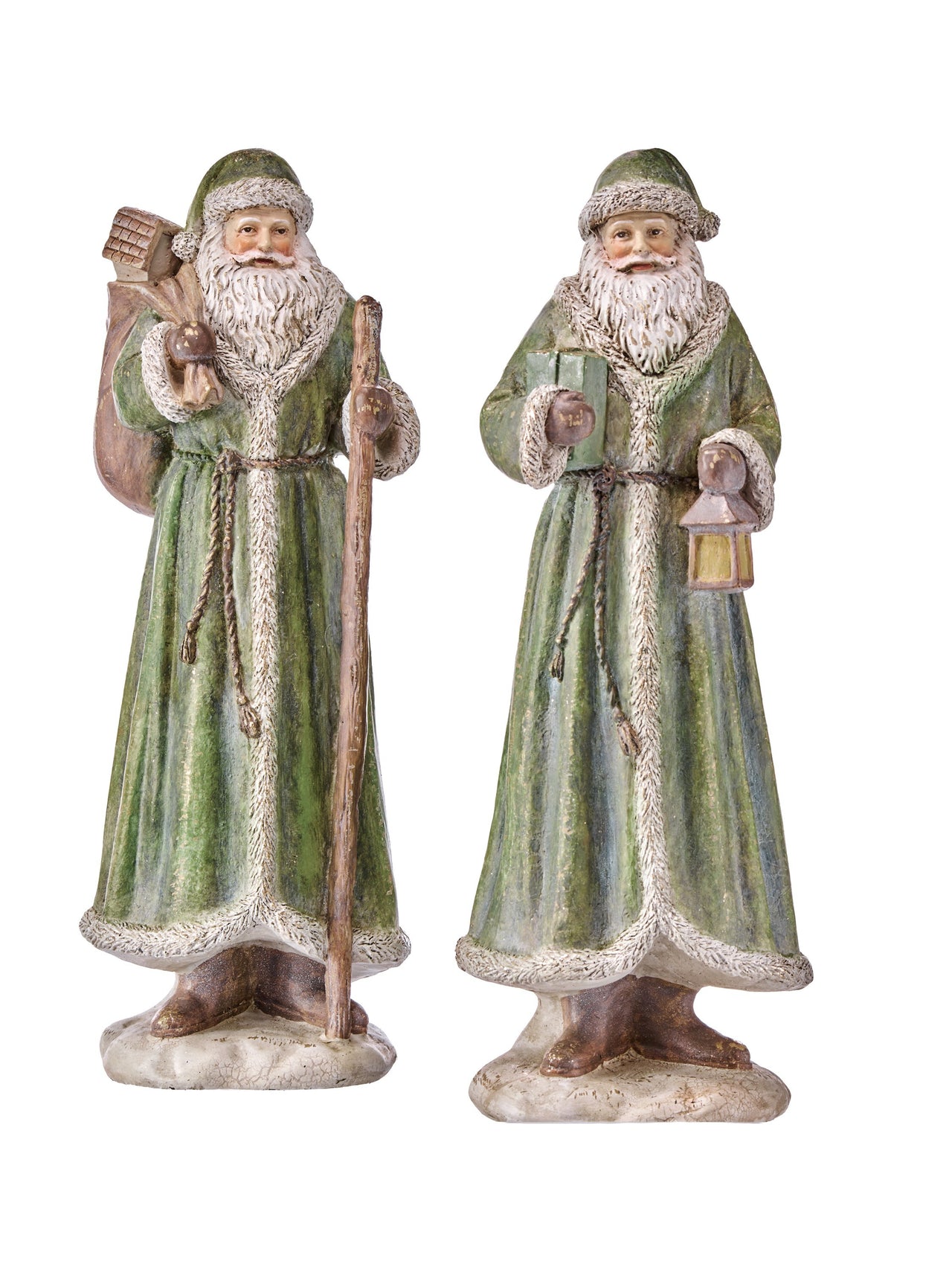 13" Resin Antique Santa 2/Ast