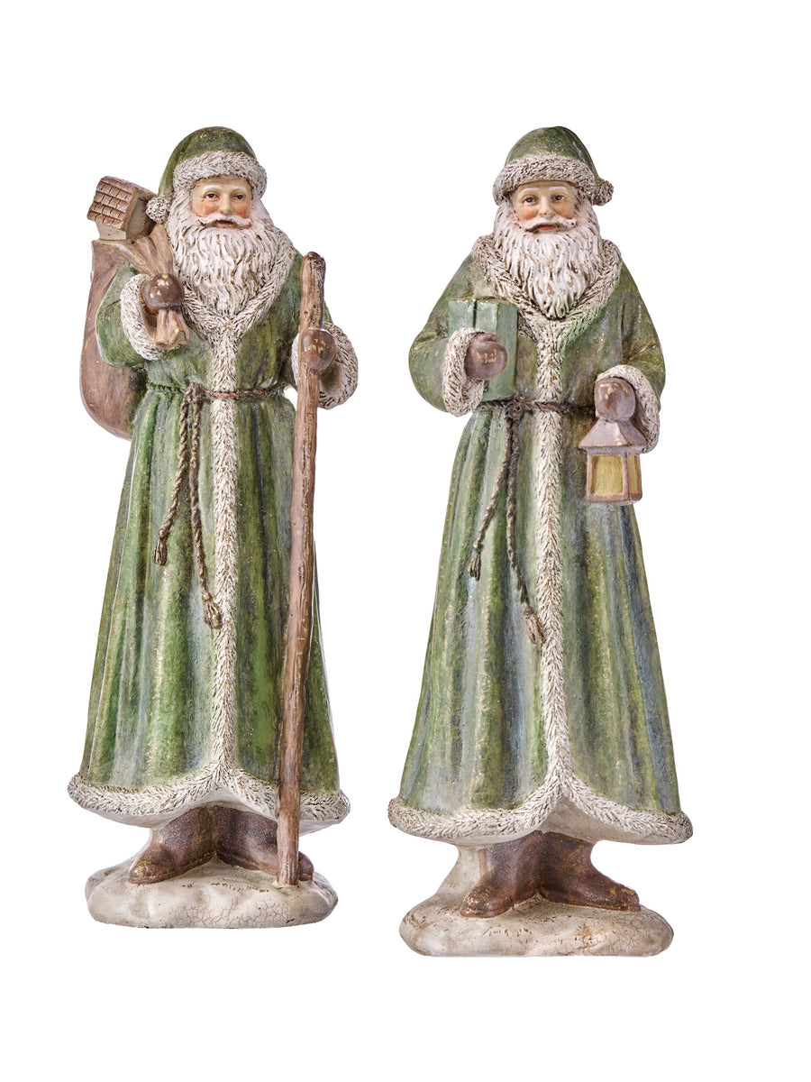 13" Resin Antique Santa 2/Ast