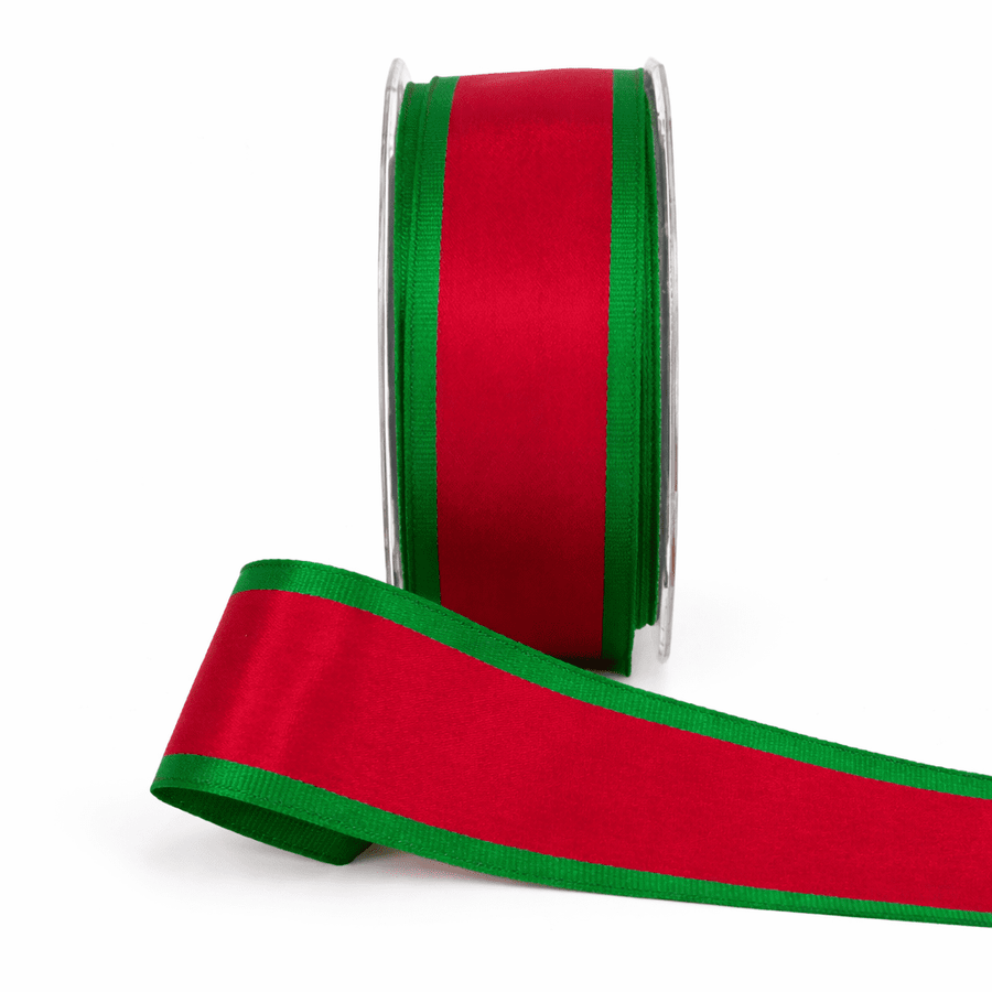 1.5 Inch Woven Holiday Ribbon with Wired Edge – MX40 – RED/GREEN EDGE/WIRED