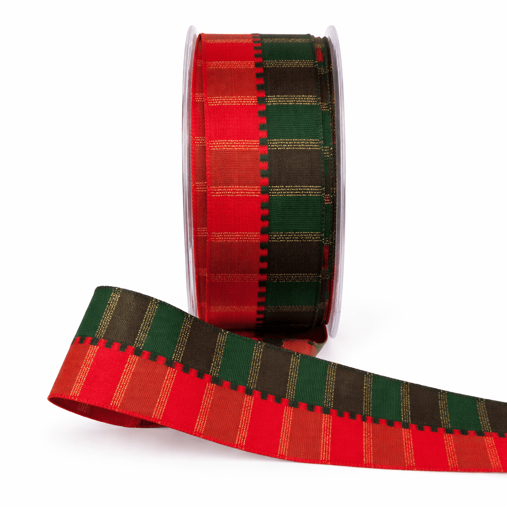 1.5 Inch Woven Holiday Ribbon with Wired Edge
