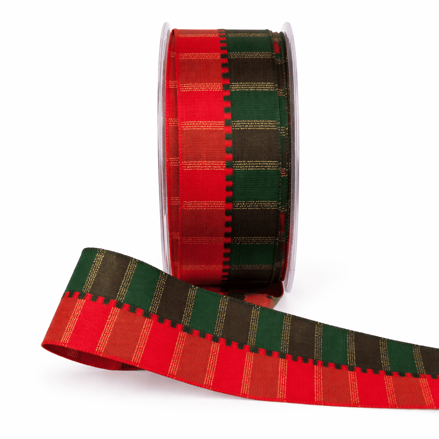 1.5 Inch Woven Holiday Ribbon with Wired Edge