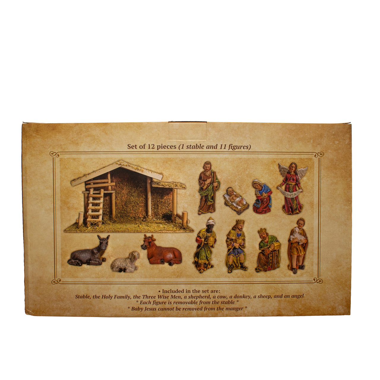 Nativity Set With Wooden Stable