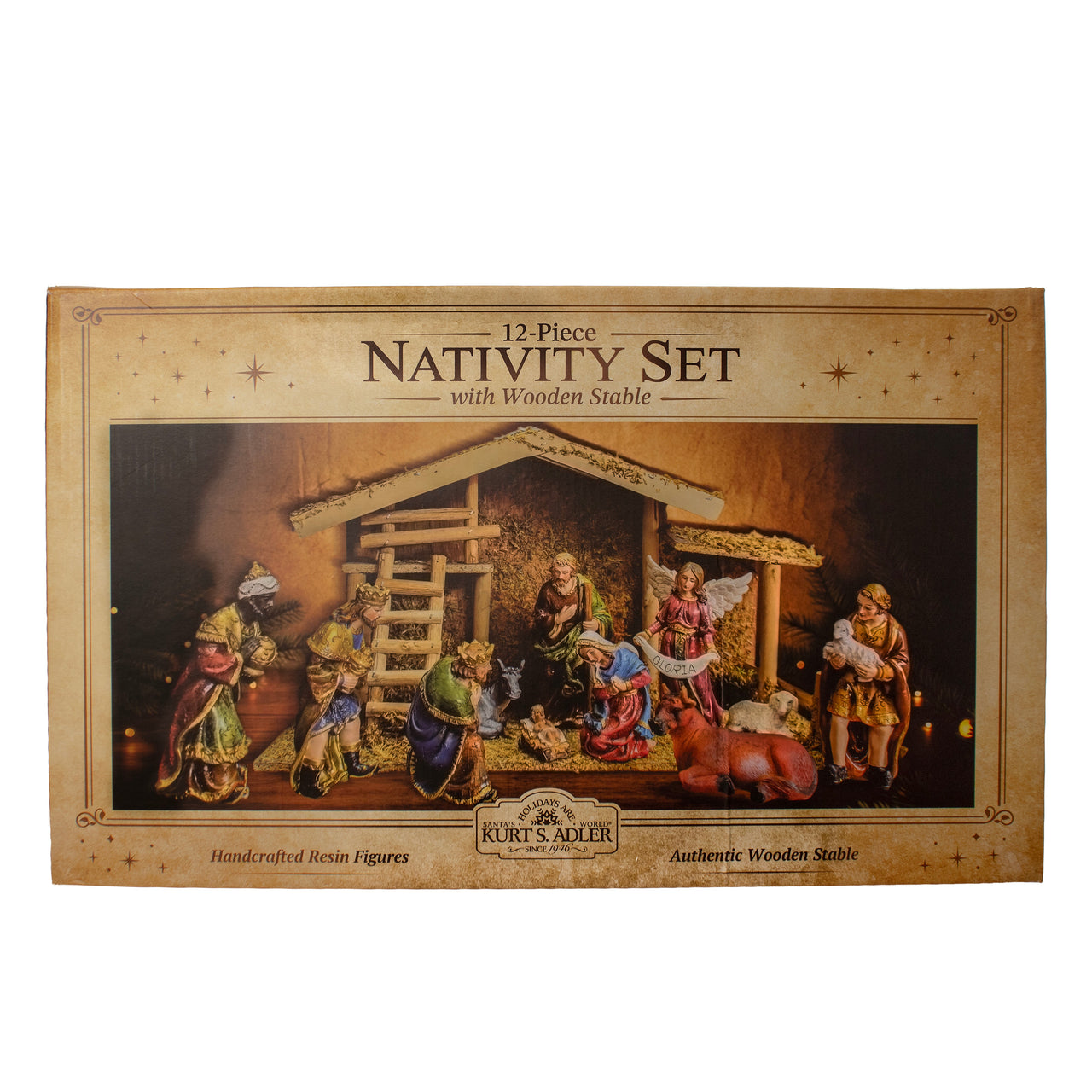 Nativity Set With Wooden Stable