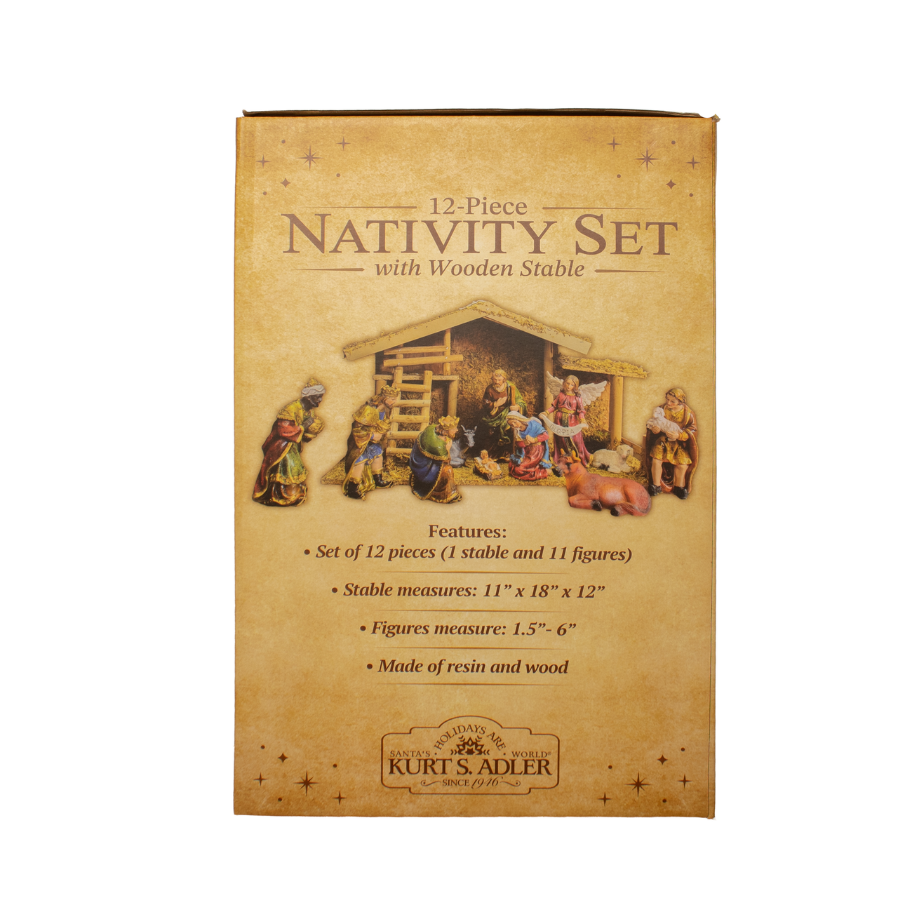 Nativity Set With Wooden Stable