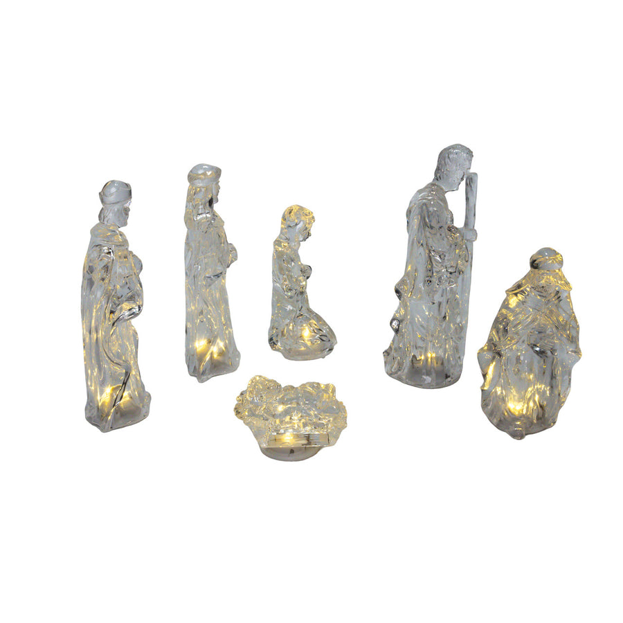 6-Piece Battery Operated Acrylic  Lighted Nativity Set Figurines