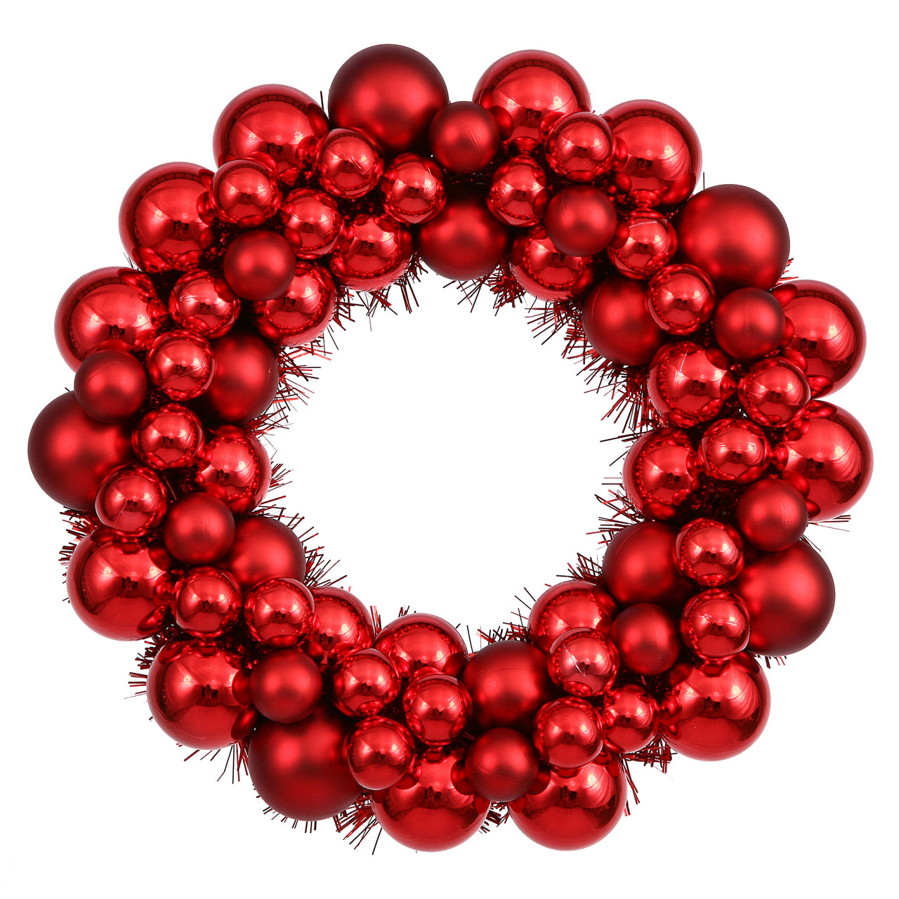22" Red Colored Ball Wreath