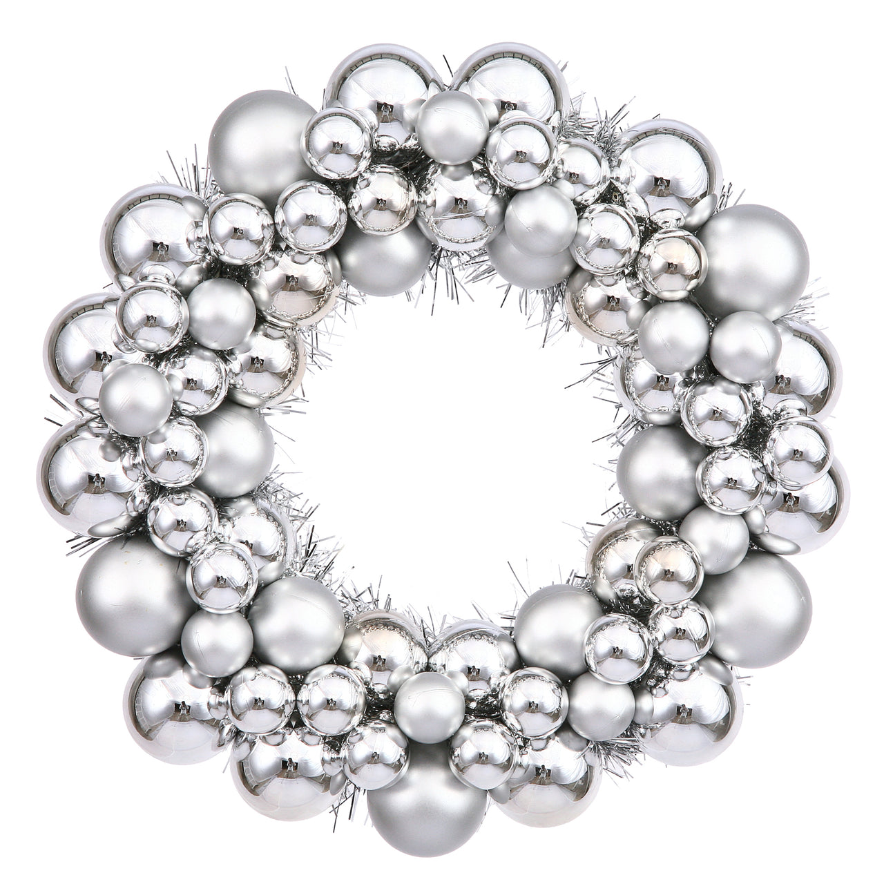 22" Silver Colored Ball Wreath