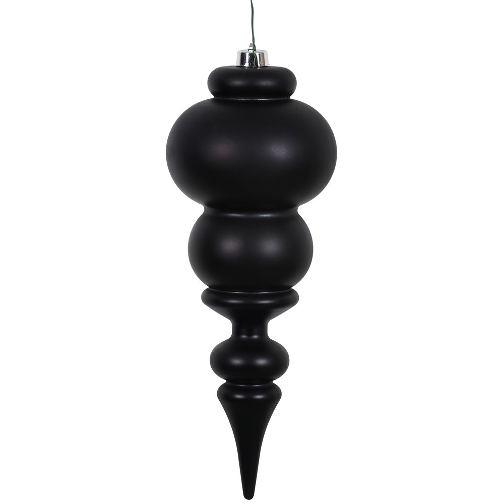 14" Black Matte Finial UV Drilled