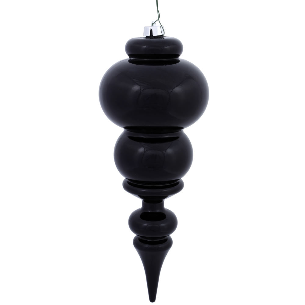 14" Black Shiny Finial UV Drilled