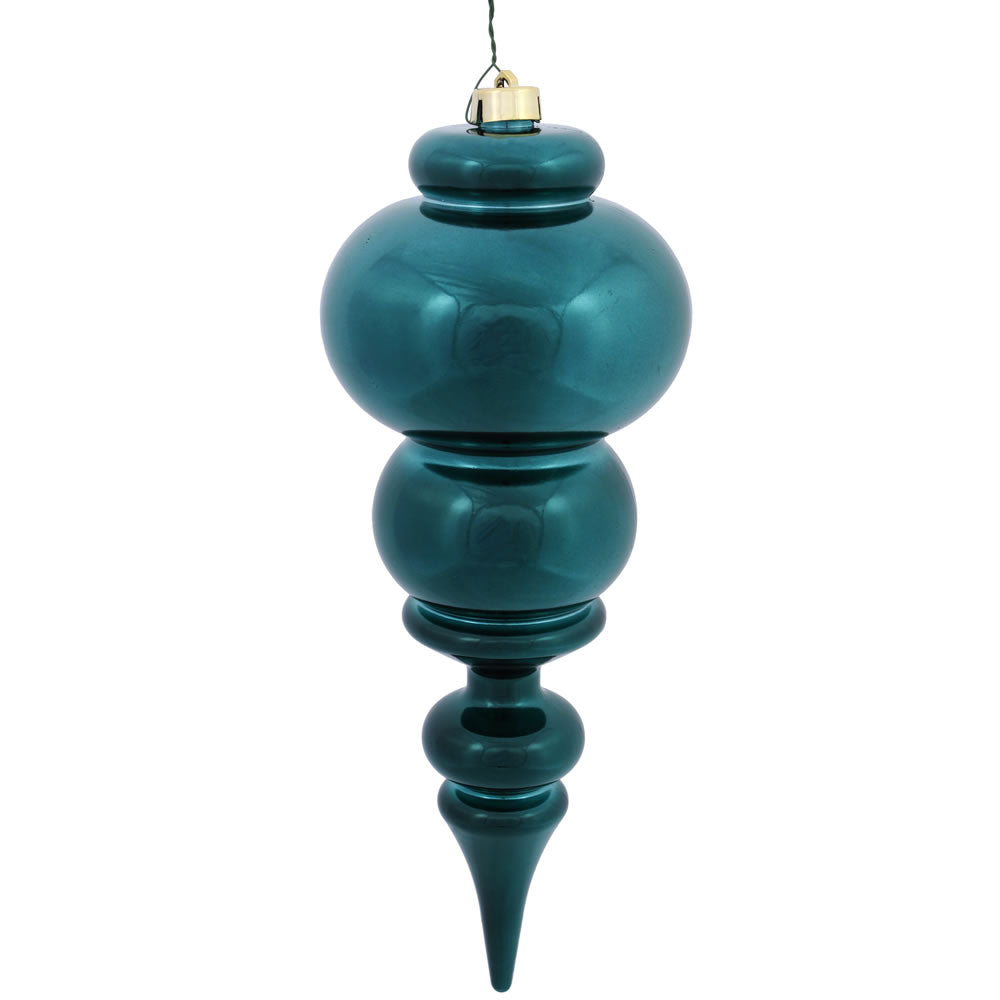 14" Teal Shiny Finial UV Drilled
