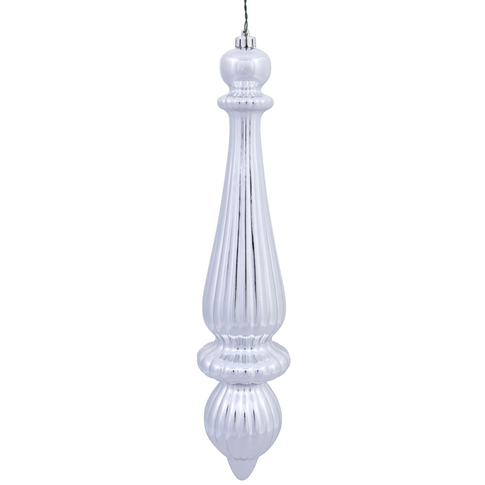 14" Silver Shiny Finial Drop UV Dril 2Bg
