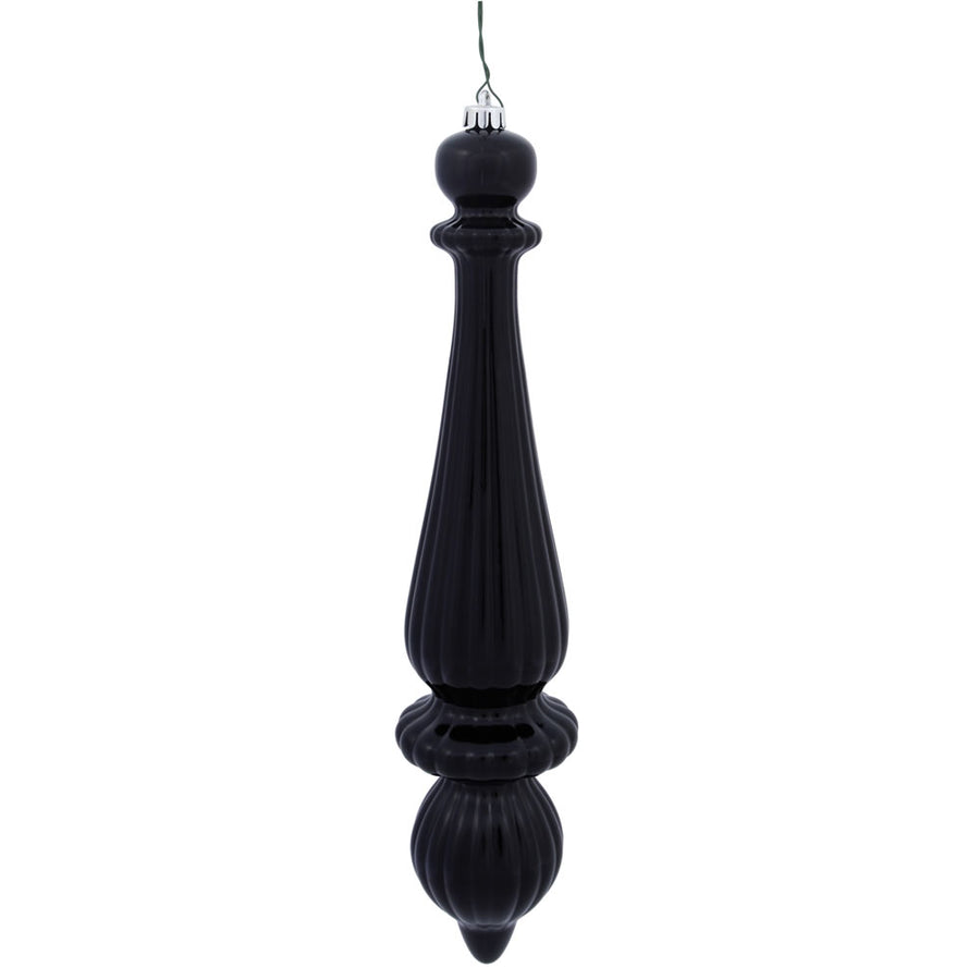 14" Black Shiny Finial Drop UV Dril