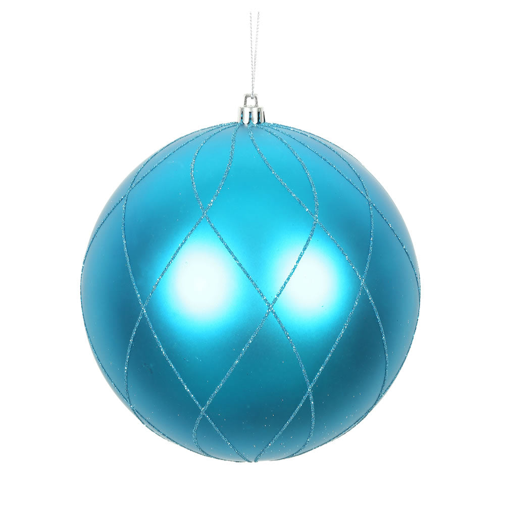 6" Turquoise Matt Glitt Swirl Ball