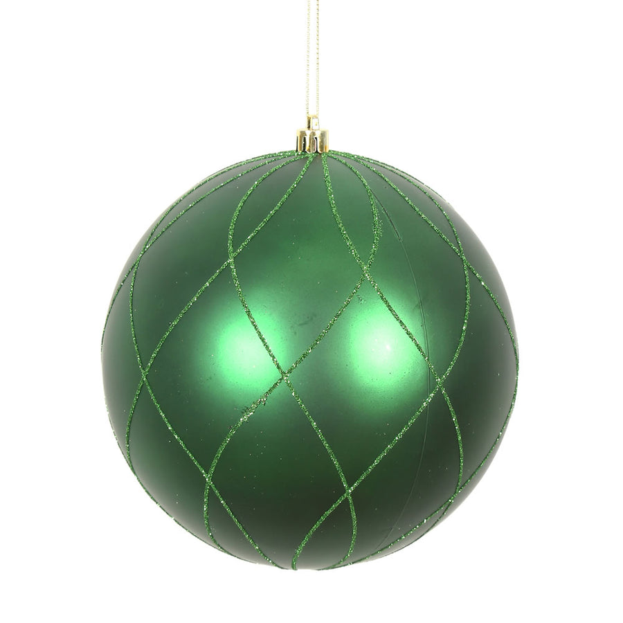 6" Emerald Matt Glitter Swirl Ball