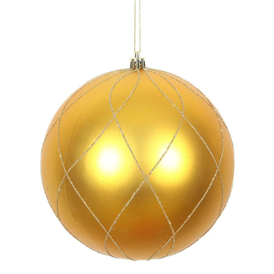 6" Ant Gold Matt Glitter Swirl Ball
