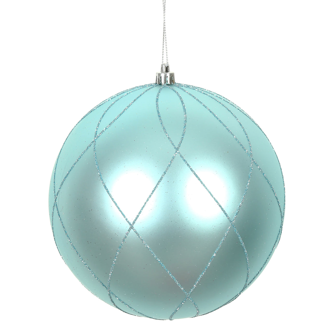 6" Baby Blue Matt Glitt Swirl Ball