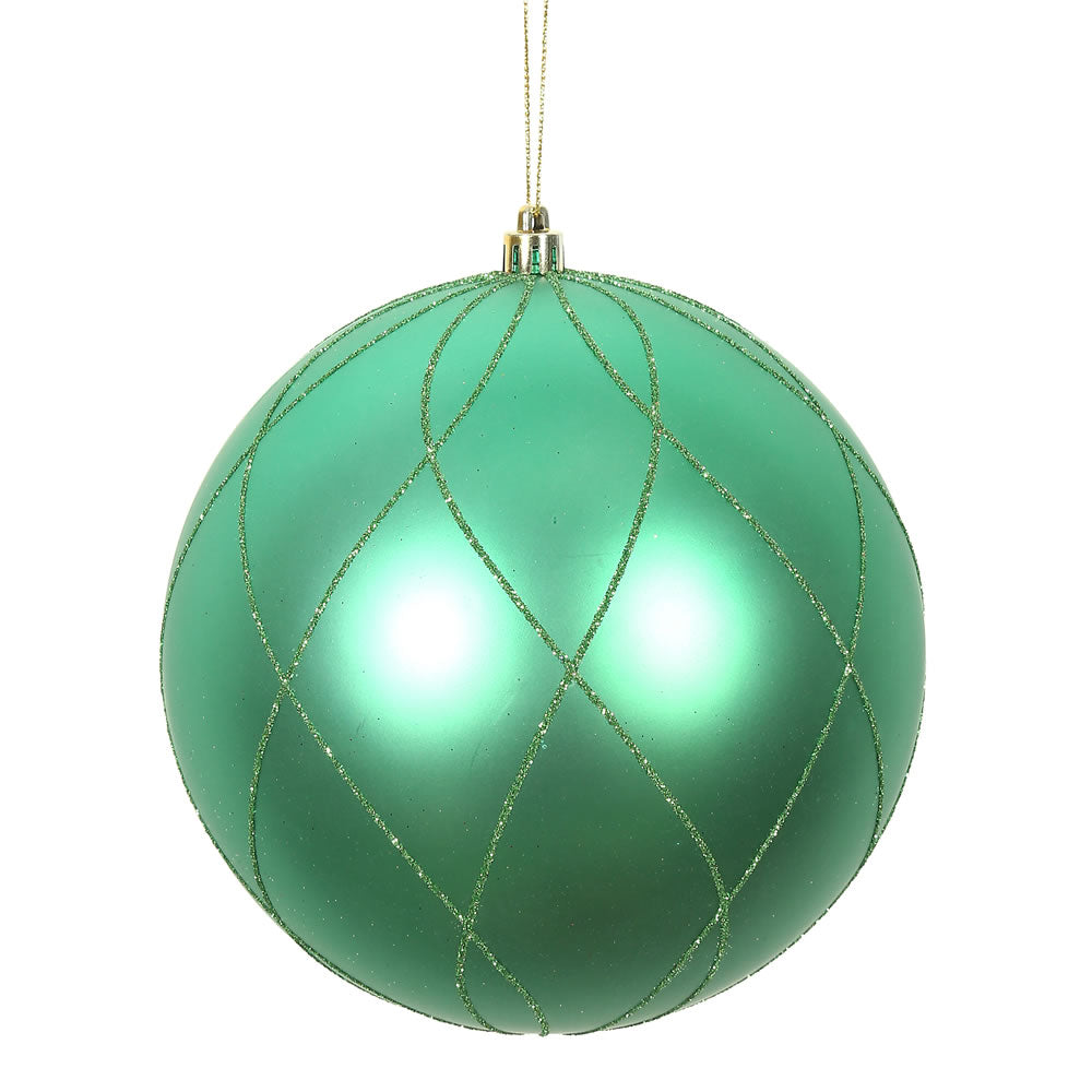 6" Seafoam Matt Glitter Swirl Ball