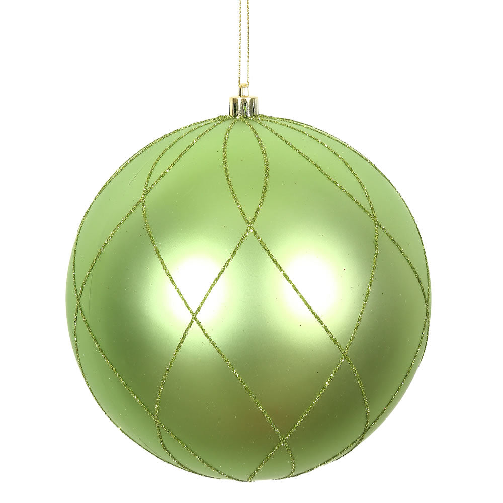 4" Celadon Matt Glitter Swirl Ball