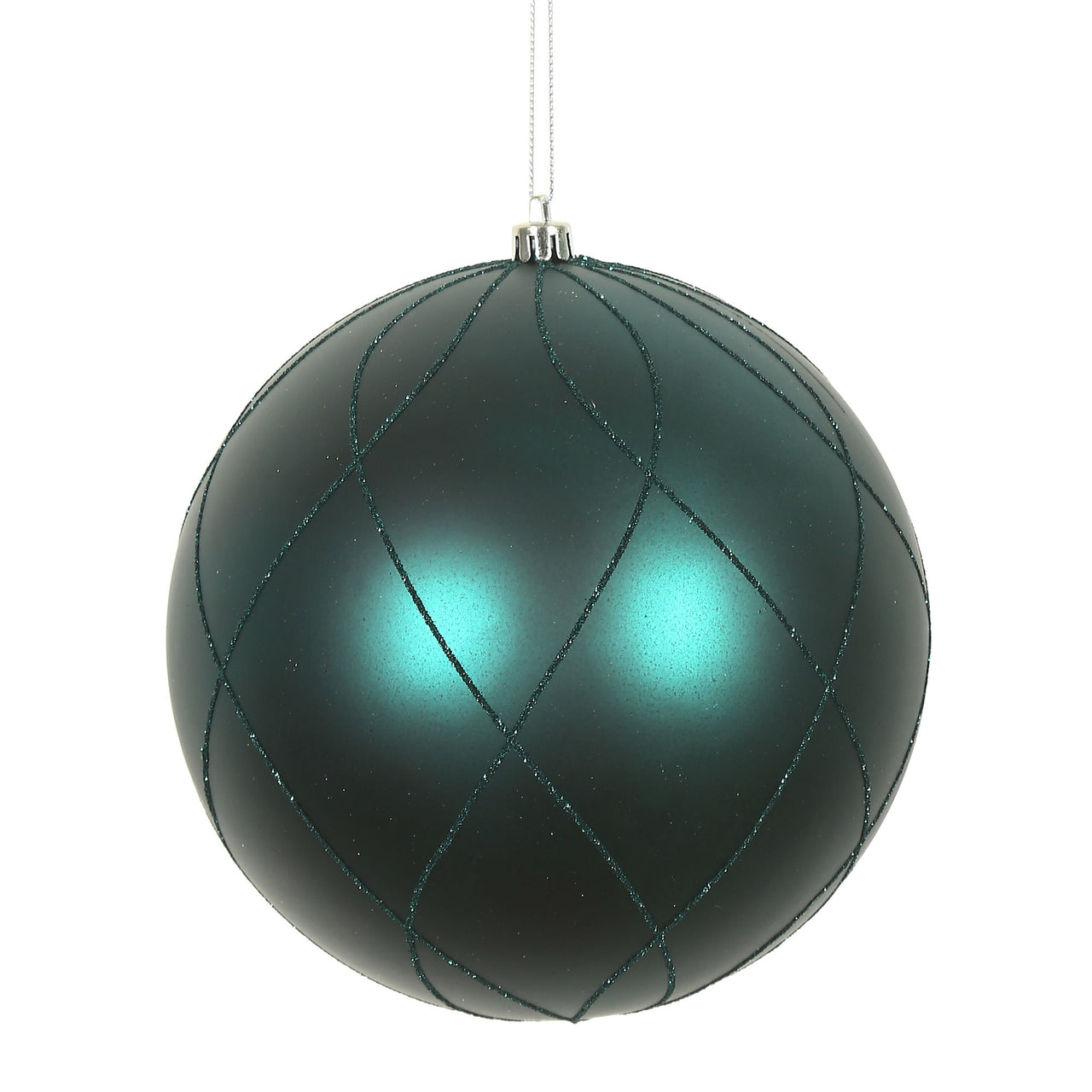 6" Sea Blue Matt Glitter Swirl Ball