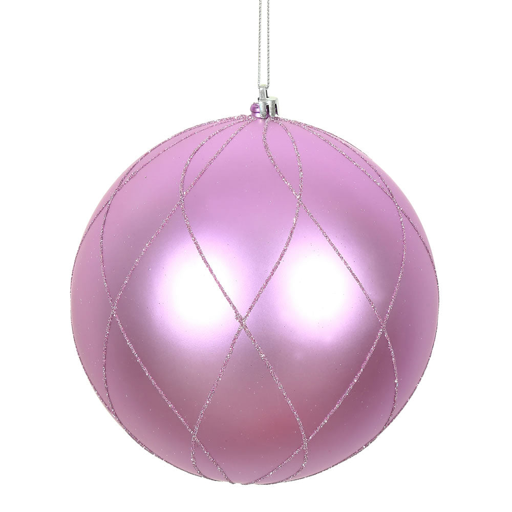 6" Orchid Matt Glitter Swirl Ball