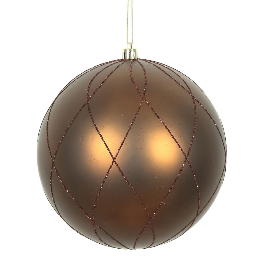 6" Mocha Matt Glitter Swirl Ball