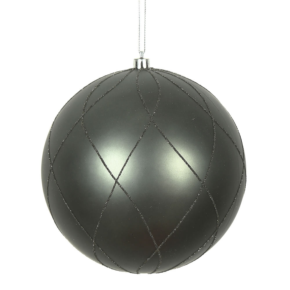 4" Pewter Matt Glitter Swirl Ball