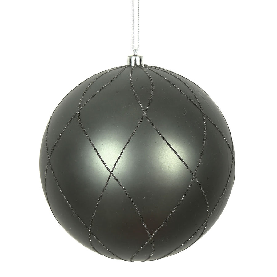 4" Pewter Matt Glitter Swirl Ball
