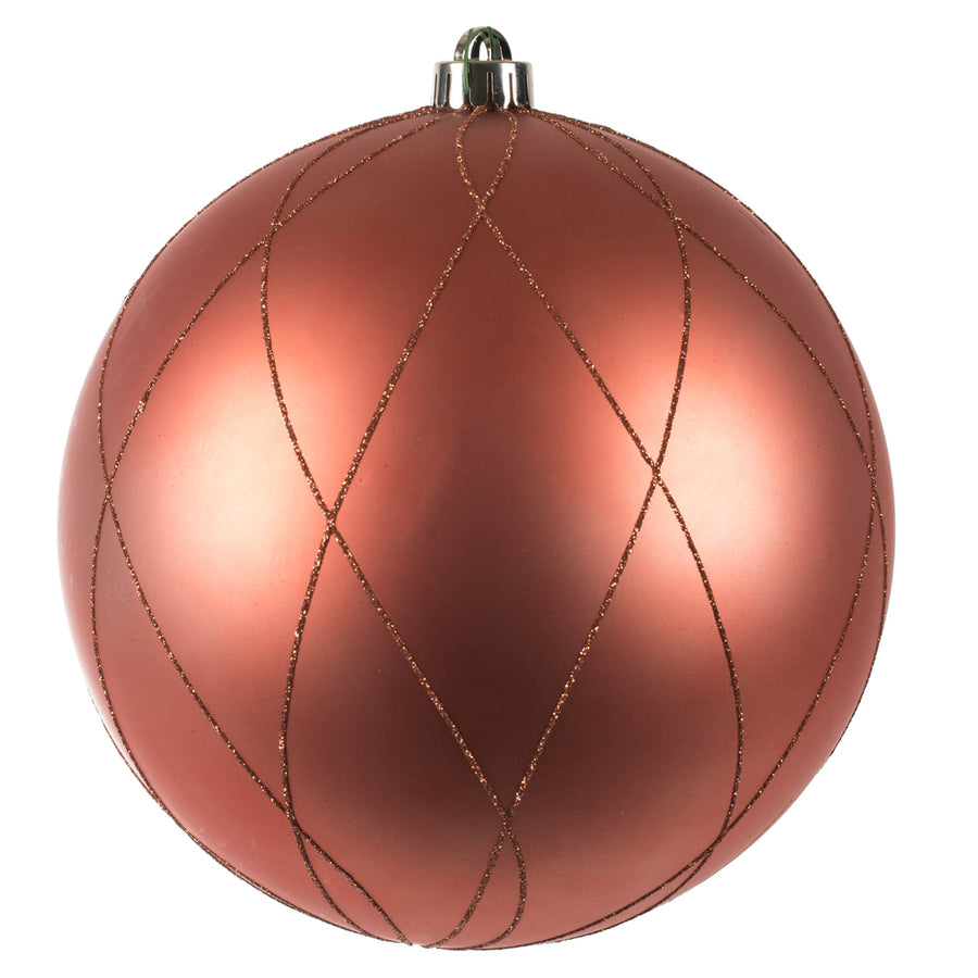 8" Coral Matte Glitter Swirl Ball