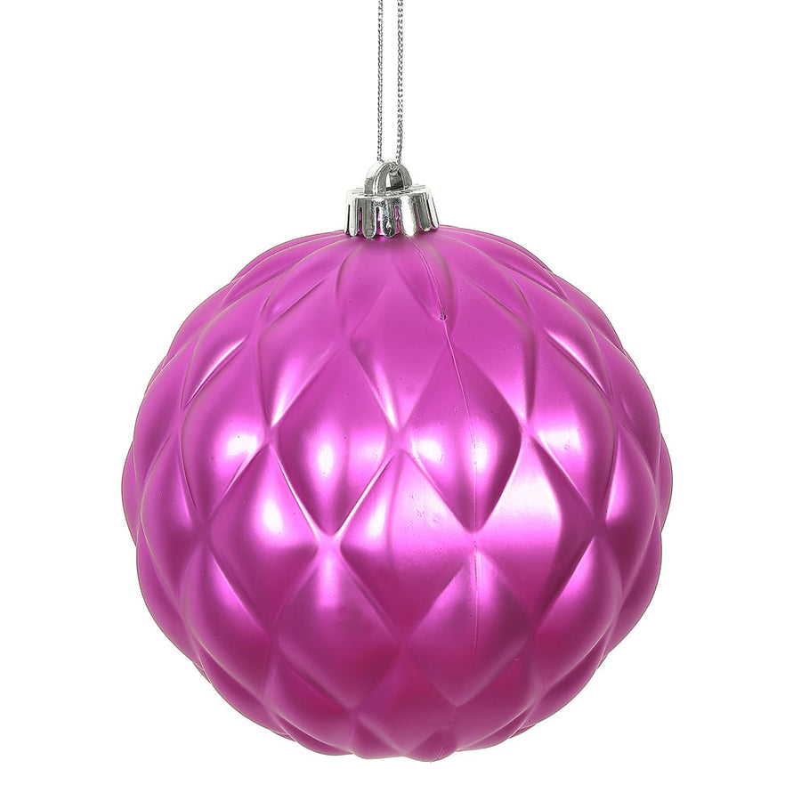 6" Fuchsia Matte Round Pine Cone