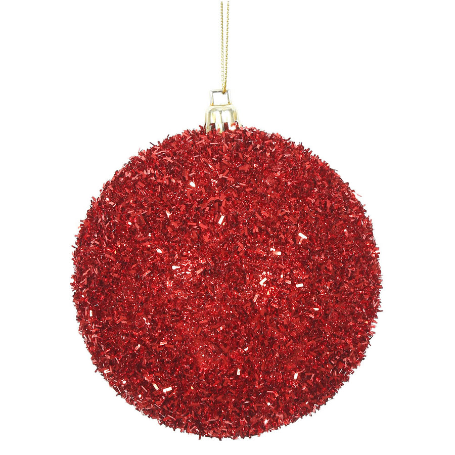 4" Red Tinsel Ball