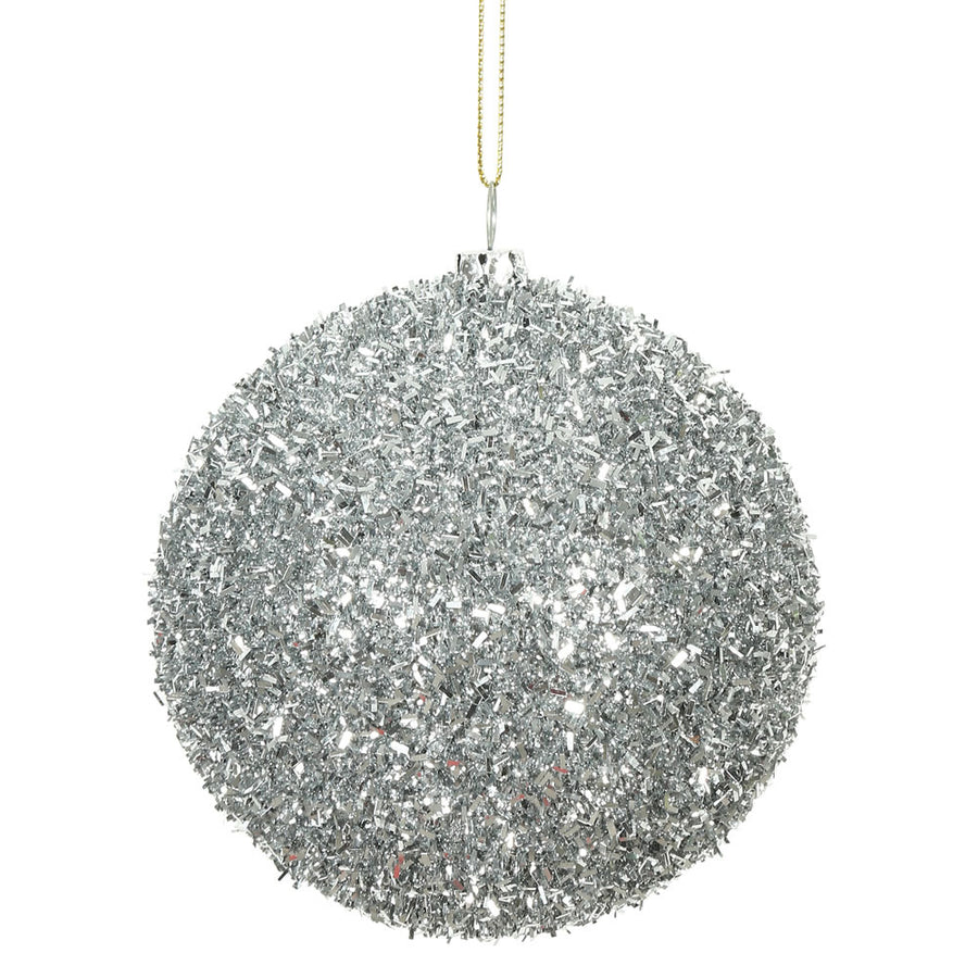 4" Silver Tinsel Ball