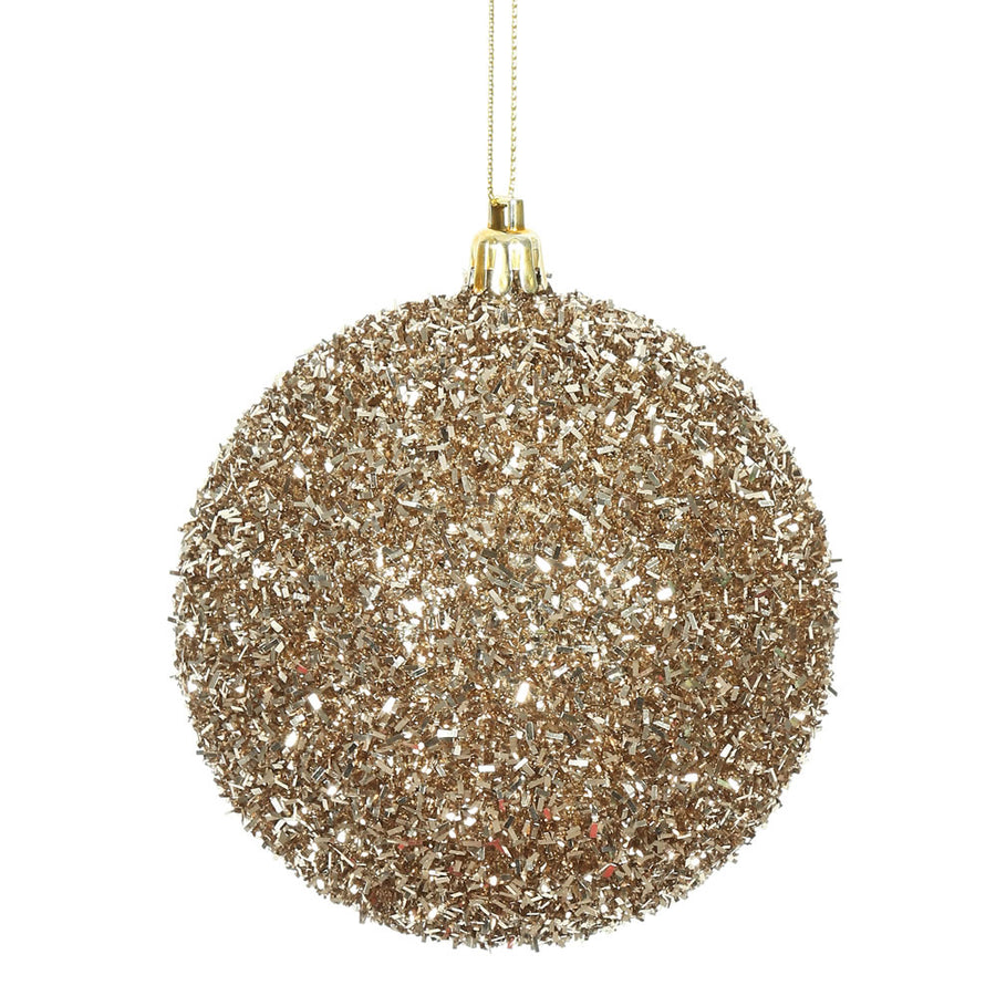 4" Champagne Tinsel Ball