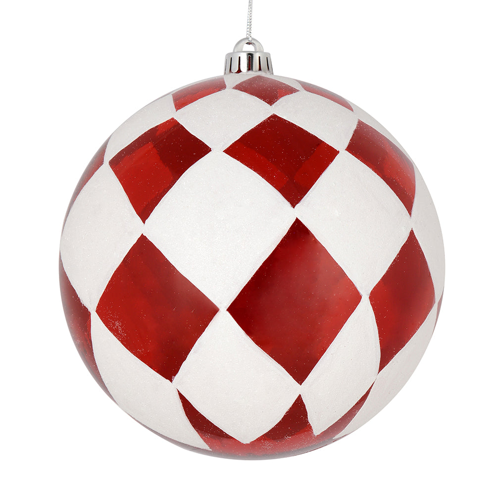 4" Red Ball White Diamond Glitter