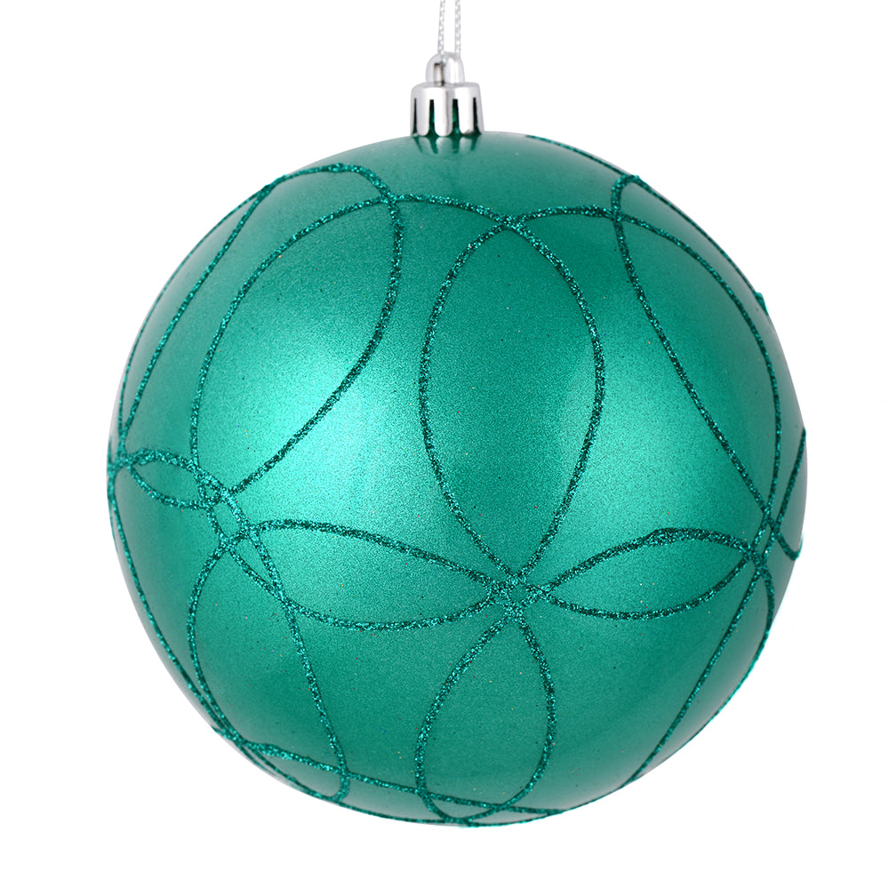 4.75" Teal Candy Ball Circle Glitt
