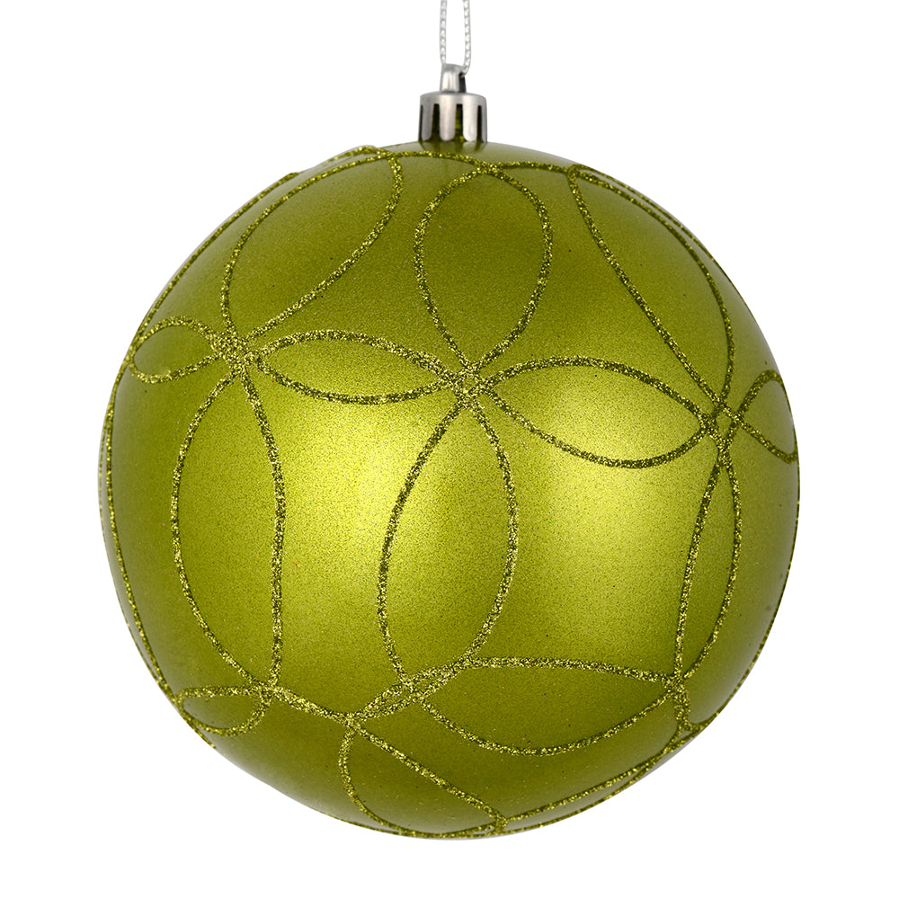 6" Lime Candy Ball Circle Glitter