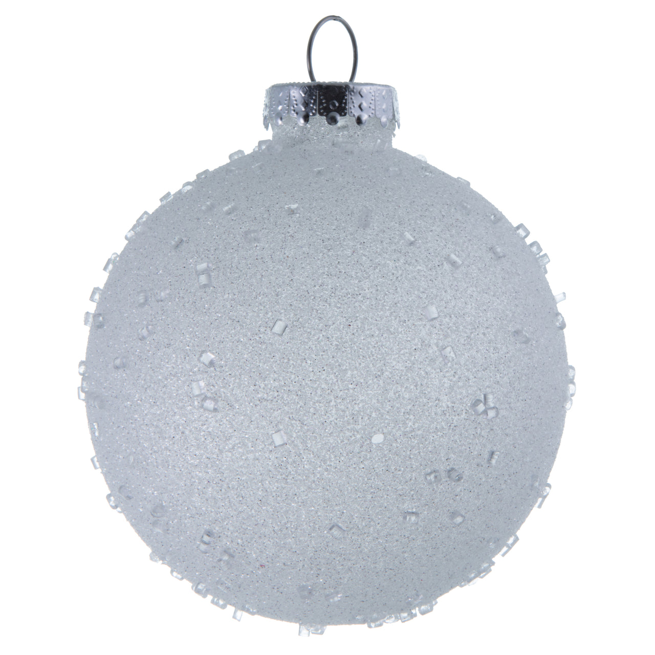4.75" White Ice Ball Ornament