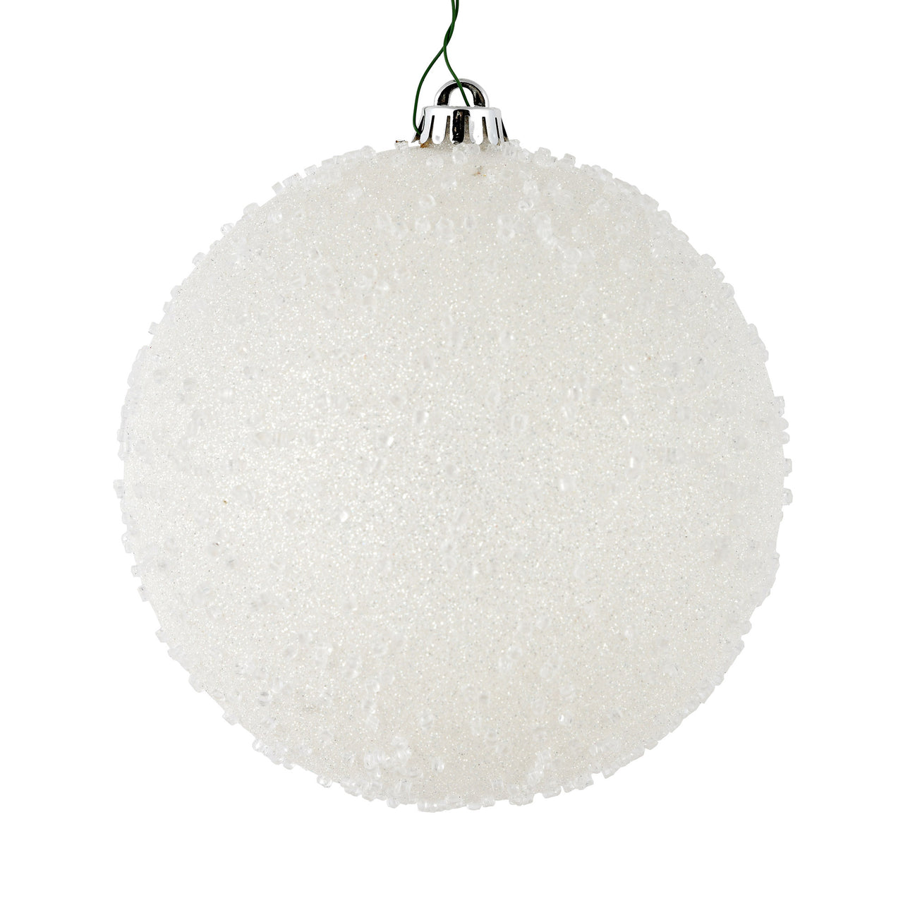 8" White Ice Ball Ornament