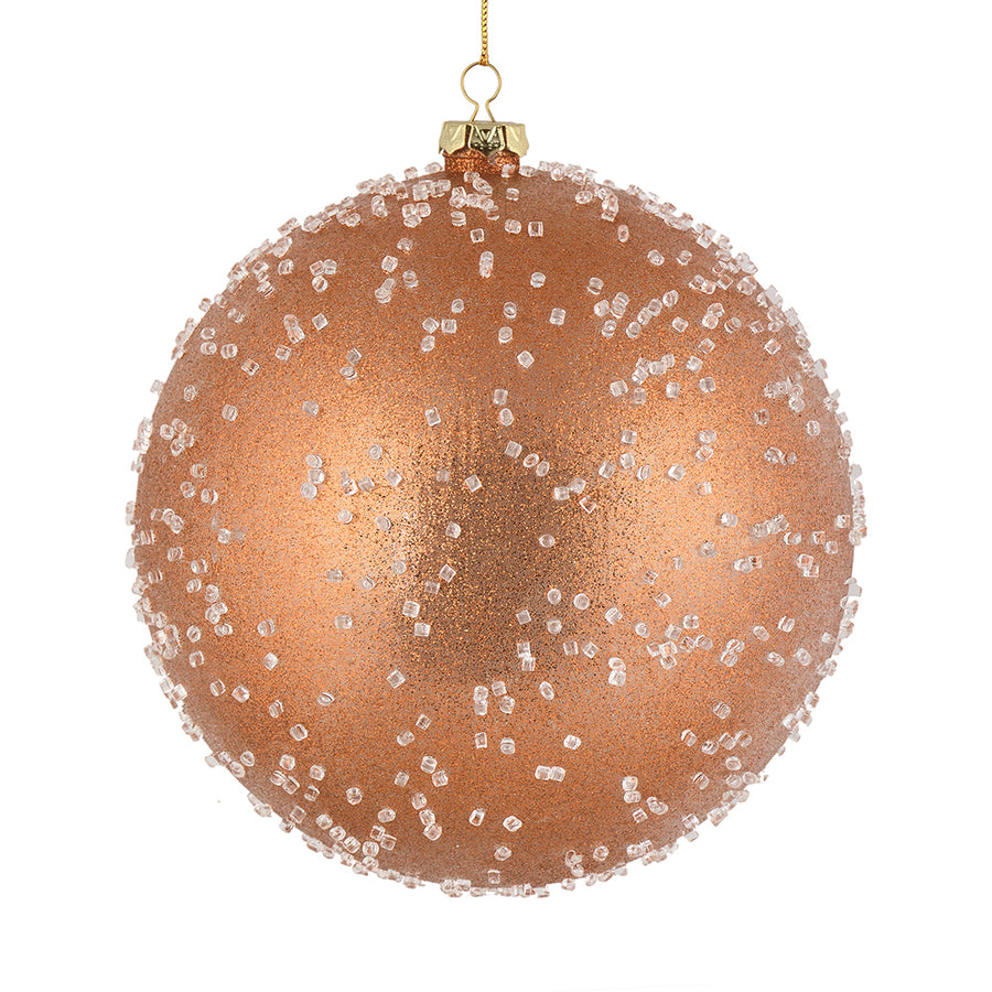 8" Rose Gold Ice Ball Ornament