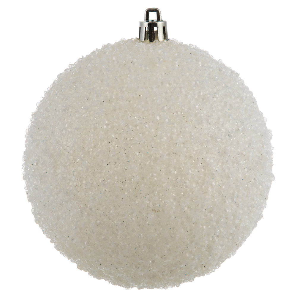4" White Beaded Ball Drilled